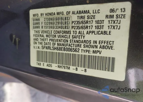 2014 Honda Odyssey Ex-L z USA, uszkodzony, nr VIN 5FNRL5H68EB006562